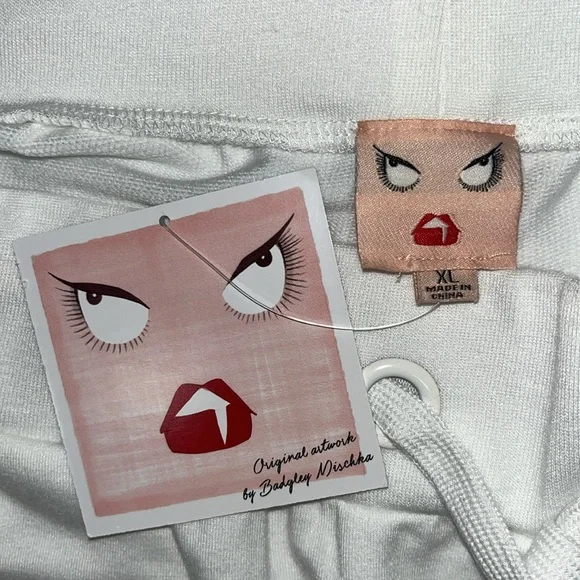 Badgley Mischka NWT Sz XL White Elastic Waistband French Terry Jogger Sweatpants - Picture 5 of 5
